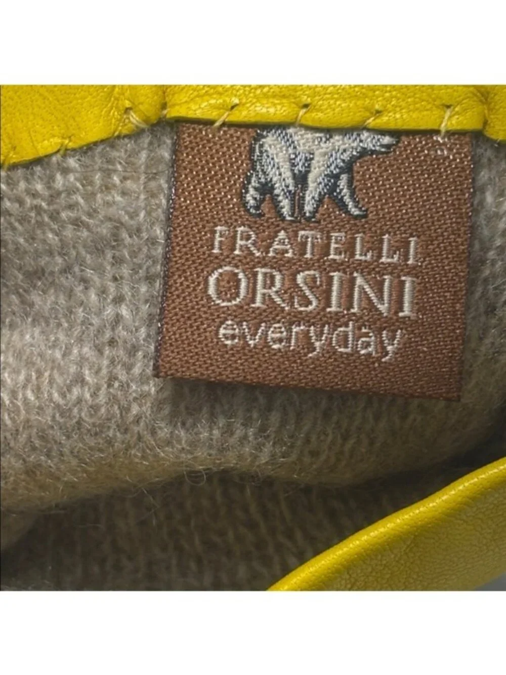 Fratelli Orsini Everyday Womens Yellow 100% Cashmere Lined Leather Gloves Size 7